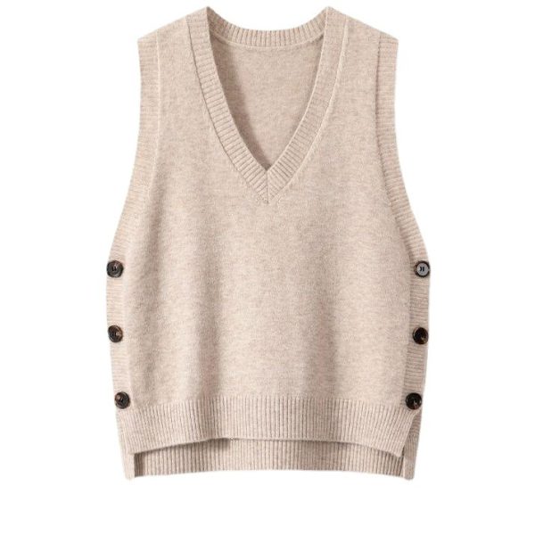 European And American Retro V-neck Knitted Vest Women's Spring Autumn Outerwear - Image 2