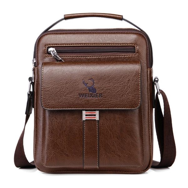 Leather Messenger Crossbody Shoulder Bag For Men Work Business Casual Adjustable Straps With  Metal Zipper - Image 4