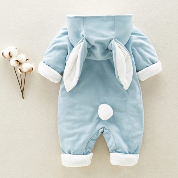 The new cotton padded cotton baby romper thickened chinchilla hooded cotton baby Onesies newborn go climbing clothes - Image 4