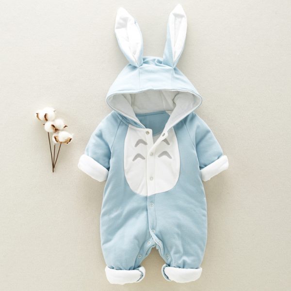 The new cotton padded cotton baby romper thickened chinchilla hooded cotton baby Onesies newborn go climbing clothes - Image 6