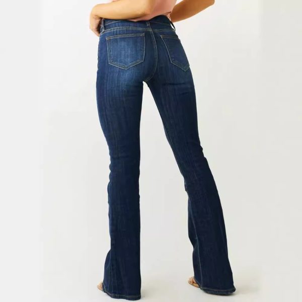 Ladies Mid Waist Slim-fit Stretch Flared Jeans - Image 2