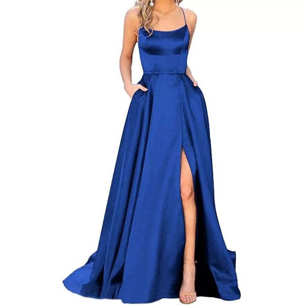 Solid Color Long Slimming And Shoulder Hollow Girlfriends Fashion Bridesmaid Party Dress - Image 5