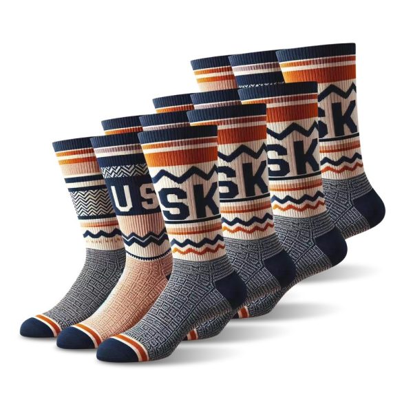 Six Pairs Of Men's And Women's Fashionable Socks With Letter Patterns - Offering Fashion And Comfort For Daily Wear And Suitable For All Four Seasons.