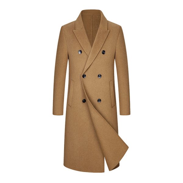 Woolen Coat Trench Coat Double Breasted Long Below The Knee - Image 6