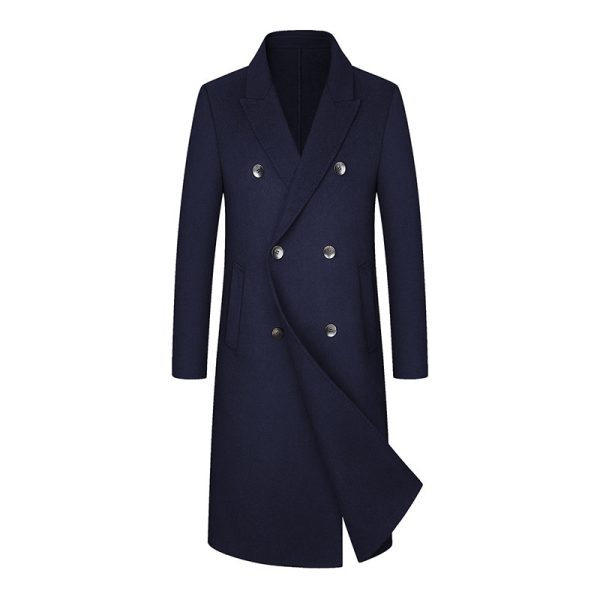 Woolen Coat Trench Coat Double Breasted Long Below The Knee - Image 8