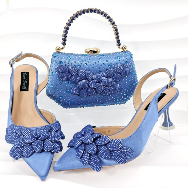 Cross-border Ladies Party Shoes Bag Set Handmade Leaf Decorative Wine Glass Heel - Image 7