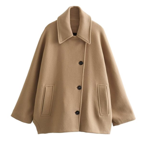 Blended Short Loose Overcoat Coat - Image 5