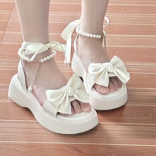 Sandals Women's Bow Internet Hot Thick Bottom With Skirt - Image 3