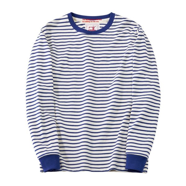 Classic Retro Cotton Striped Round Neck Casual Long Sleeve T-shirt Men - Image 6