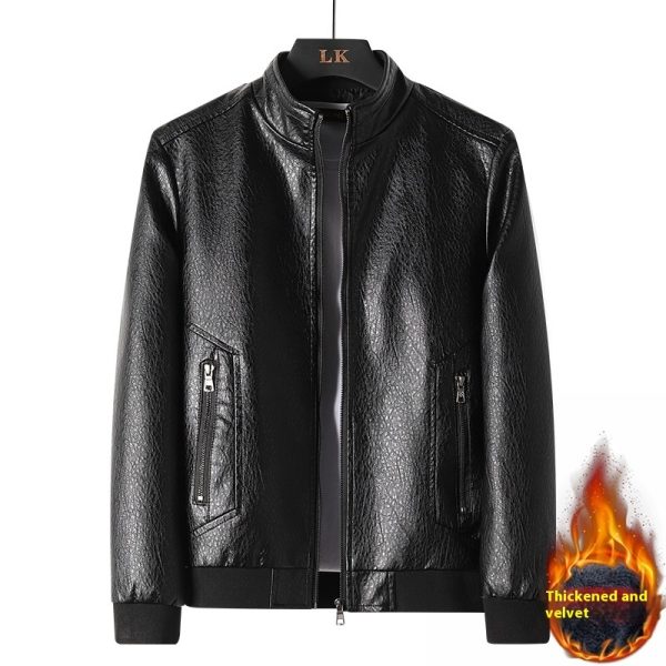 Plus Size Men's Simplicity Leather Coat PU Leather Jacket