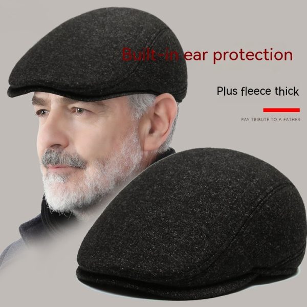 Outdoor Cycling Warm Short Brim Beret Middle-aged And Elderly Men Ear Protection Advance Hats