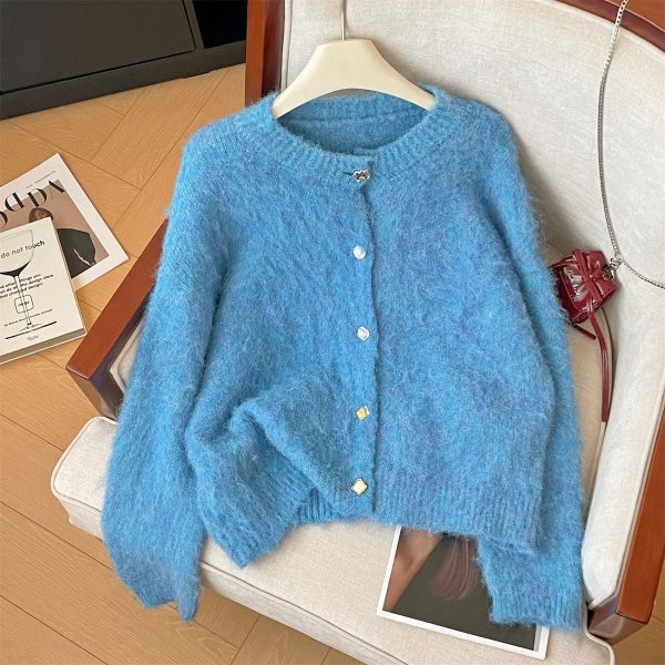 Soft And Comfortable Loose Mohair Cardigan Women - Image 5