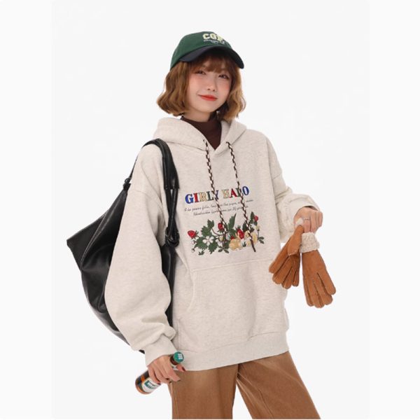 Plucked Exquisite Embroidery Retro Loose Hooded Thick Hoodie - Image 3