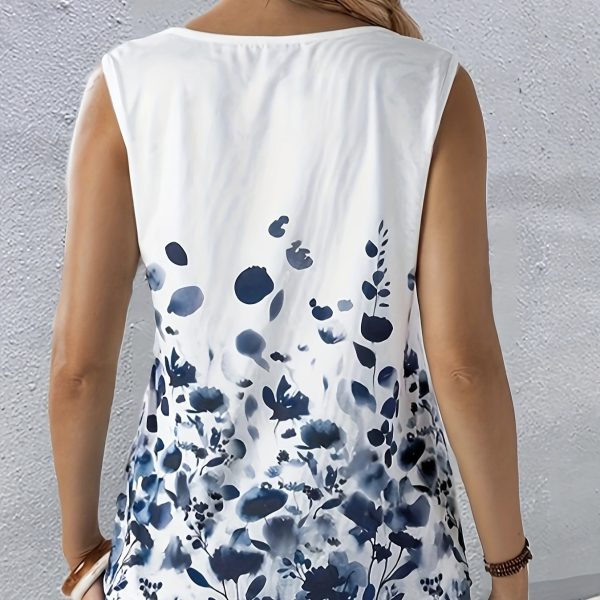 Ladies' Fashionable Sleeveless Vest With Printed Plant Vacation Style Seaside Vest - Image 2