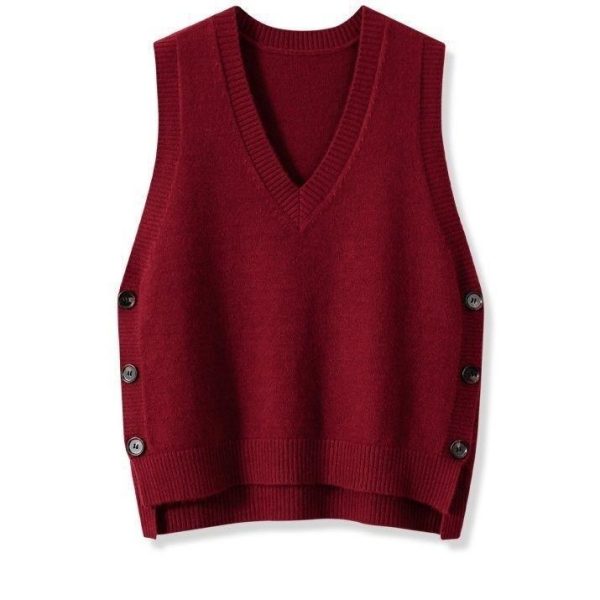 European And American Retro V-neck Knitted Vest Women's Spring Autumn Outerwear - Image 4