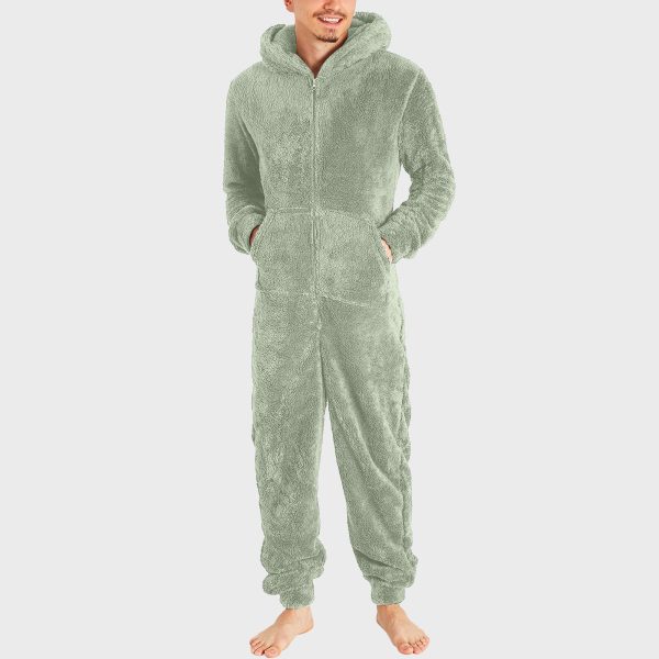 Men's Fashion Zipper Thermal Plush Jumpsuit Thermal Pajamas - Image 7