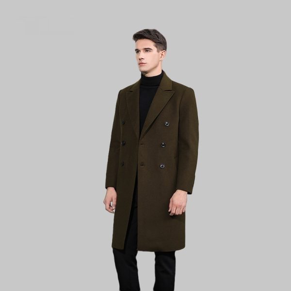 Woolen Coat Trench Coat Double Breasted Long Below The Knee