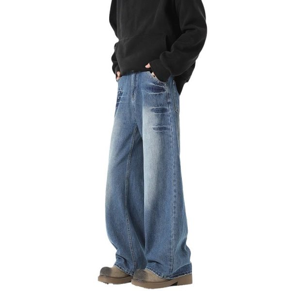 Men's Rivet Washed Jeans Loose - Image 6