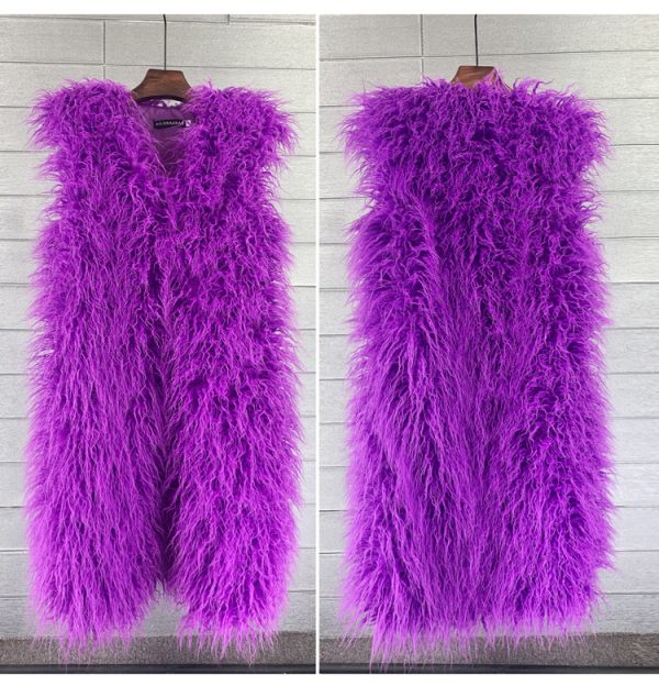 Long  Beach Wool Fur Vest Warm Vest Women's Vest Coat - Image 5