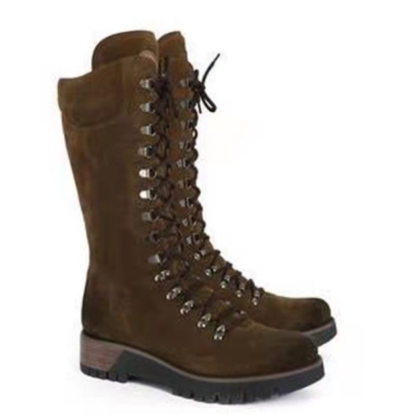 New Autumn And Winter Women's Shoes Plus Size Lace Up Mid Boots - Image 3