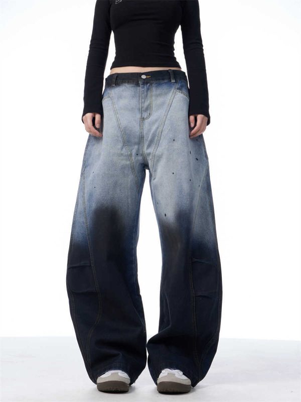 Gradient Tie-dye Machete Jeans Women's Wide-leg Trousers - Image 6