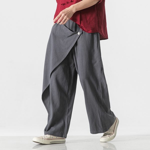 Cotton And Linen Casual Trousers Retro Plus Size Fashion Linen Men's Wide Leg Pants - Image 2