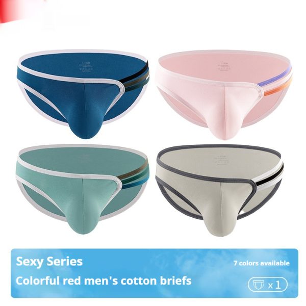 Men's T-shape Rainbow Cotton Breathable Sexy High Elastic Briefs U Bag - Image 4