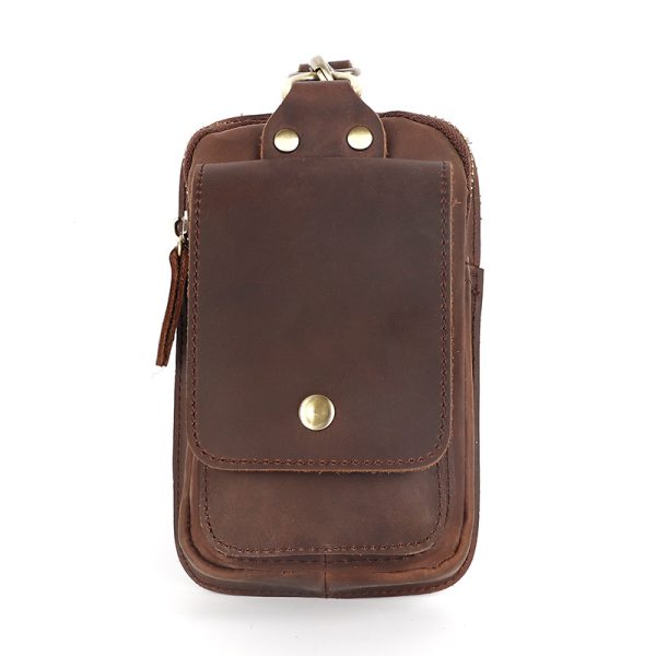 Crazy Horse Leather Men's Belt Bag First Layer Cowhide Mobile Phone Waist Of Trousers Pannier Bag - Image 5