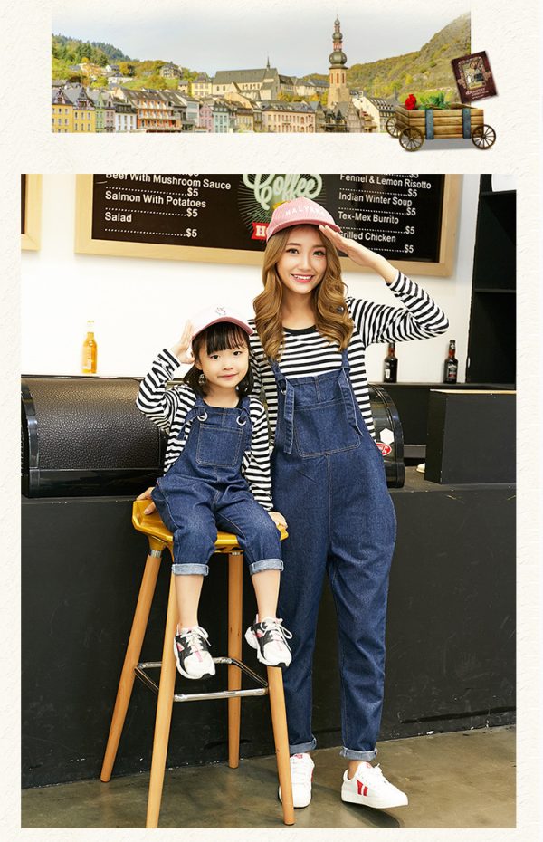 Fashion mother and daughter jeans with straps - Image 4