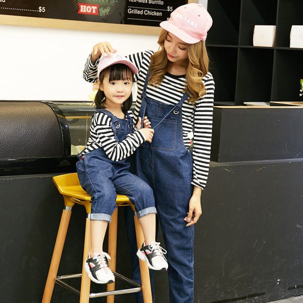 Fashion mother and daughter jeans with straps - Image 2