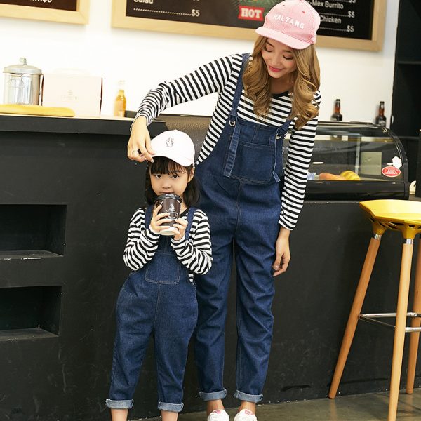 Fashion mother and daughter jeans with straps - Image 5