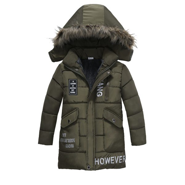 Boys Large Fur Collar Padded Warm Cotton Jacket - Image 3