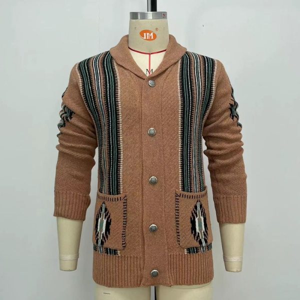 Vintage Knitted Sweater Fashion Jacquard Lapel Cardigan - Image 5