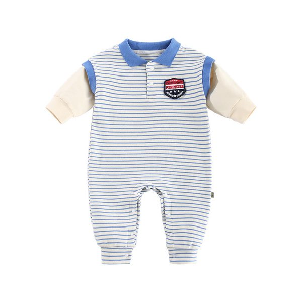 Baby Onesies Striped Male Baby Newborn Clothes Baby Autumn Clothes - Image 3