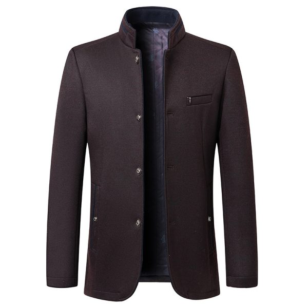 Business Stand Collar Woolen Coat - Image 7