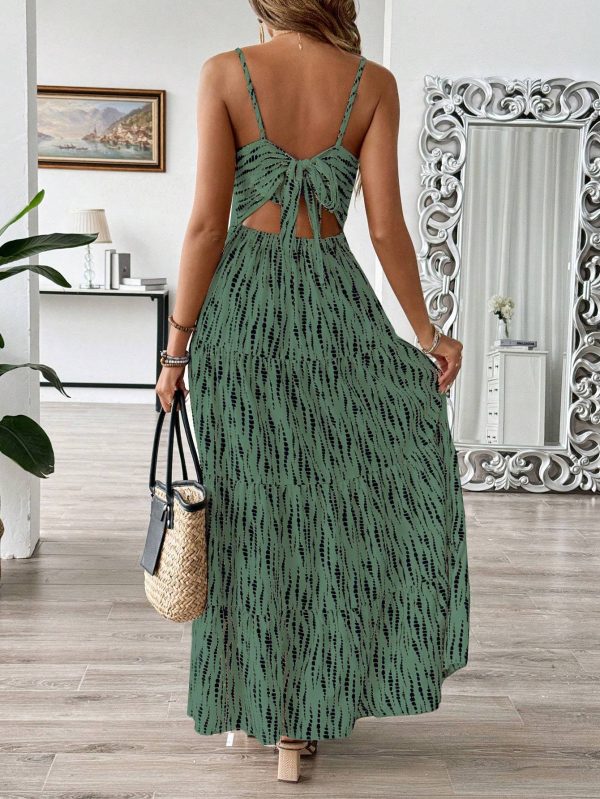 Women's Bohemian Style Suspender Stitching Dress Long Dress Maxi Vacation Beach Outfit - Image 5