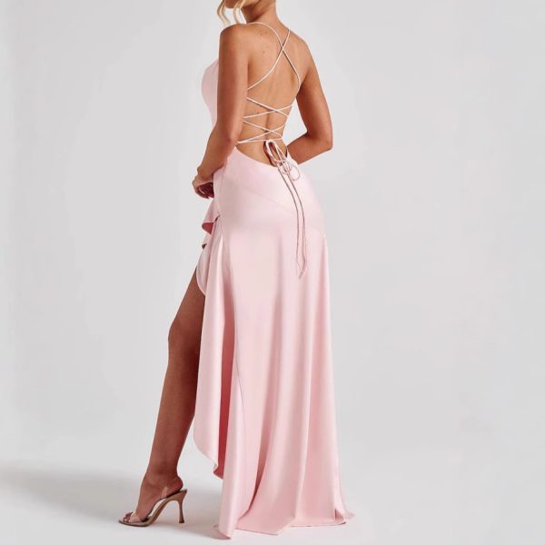 Women's Backless Ruffles Irregular Dress - Image 4