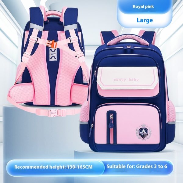 Children's Spine Protector Backpack With Water-repellent Large Capacity Oxford Cloth School Bag - Image 4