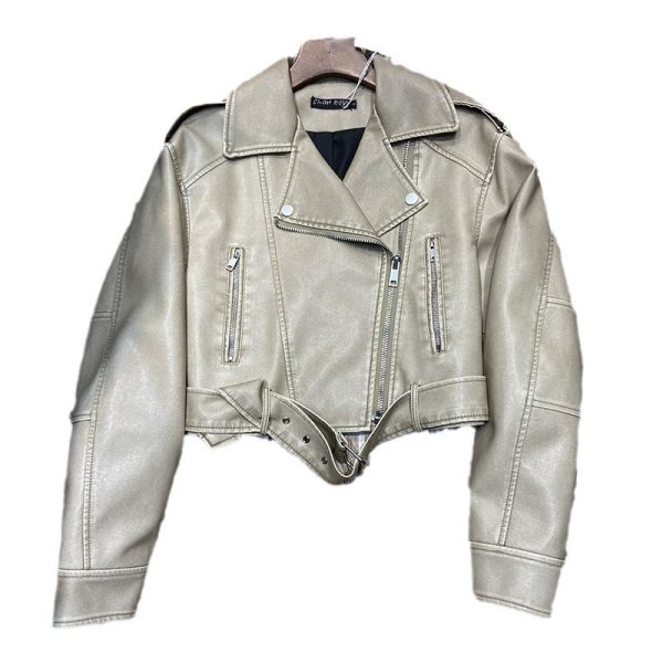 Hong Kong Style Retro Coat Women's Short Spring And Autumn New Casual Pop Motorcycle PU Leather Jacket - Image 5