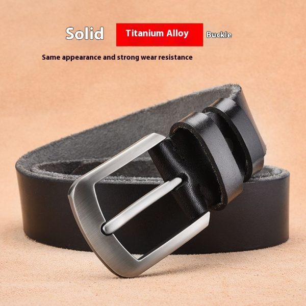 Men's Leather Belt Leather Pin Buckle - Image 3