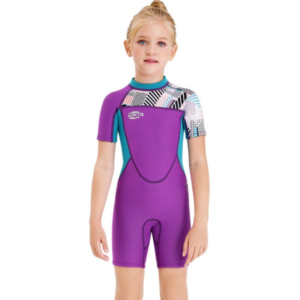 Girls Snorkeling, Surfing, Sunscreen And Cold-Proof Autumn And Winter Short-Sleeved Swimwear - Image 2