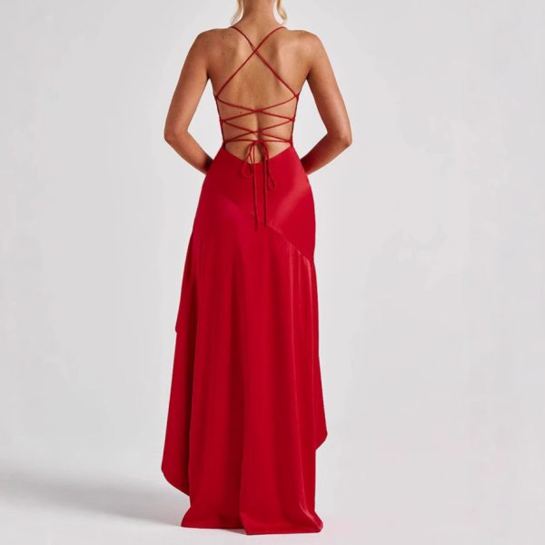 Women's Backless Ruffles Irregular Dress - Image 3