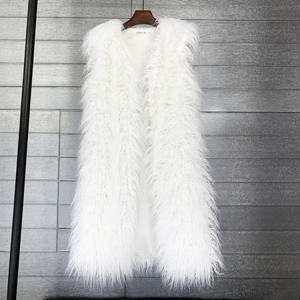 Long  Beach Wool Fur Vest Warm Vest Women's Vest Coat - Image 2