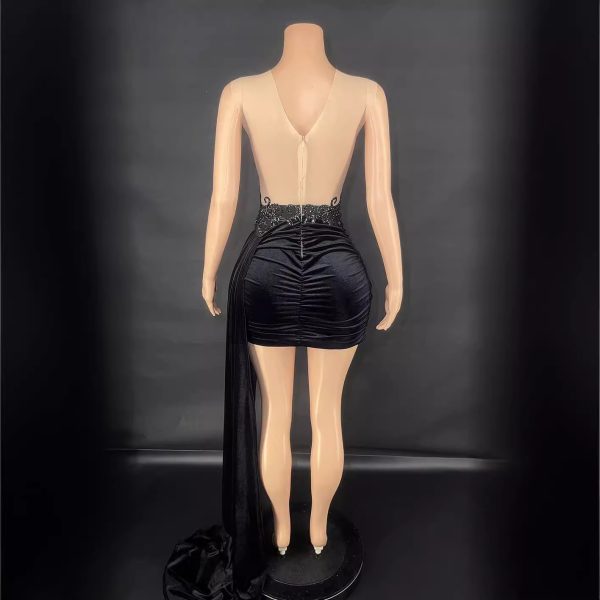 Summer Luxury Evening Dress Female Singer Stage Costume Senior Dress Side Trailing Skirt - Image 4