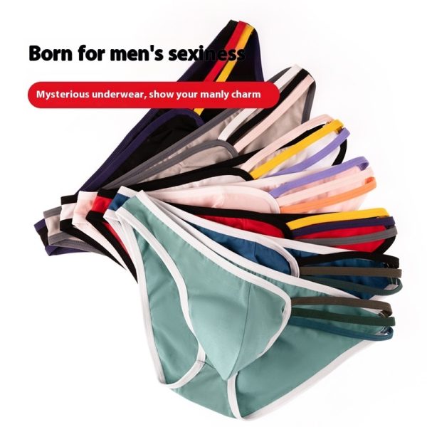 Men's T-shape Rainbow Cotton Breathable Sexy High Elastic Briefs U Bag - Image 5