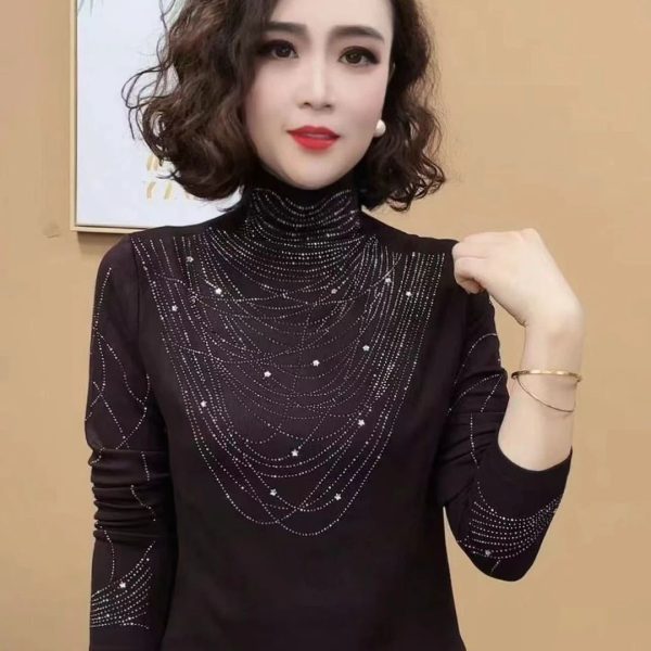 New Age-reducing Rhinestone Western Style All-matching Fashion Long Sleeve Women's Top - Image 7