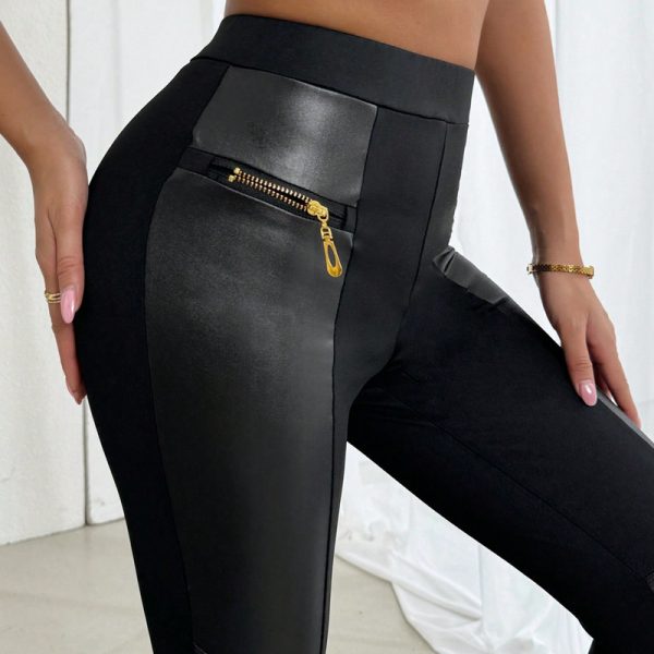 Black High Waist Stretch Feet Black Trousers Tight Pencil Magic Pants - Image 3