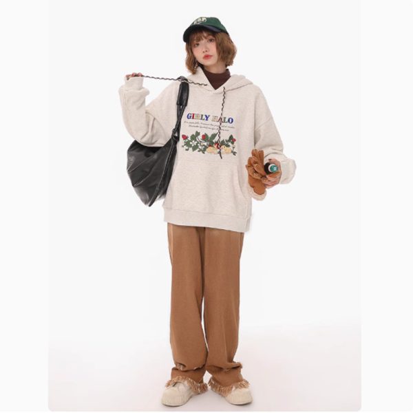 Plucked Exquisite Embroidery Retro Loose Hooded Thick Hoodie - Image 5