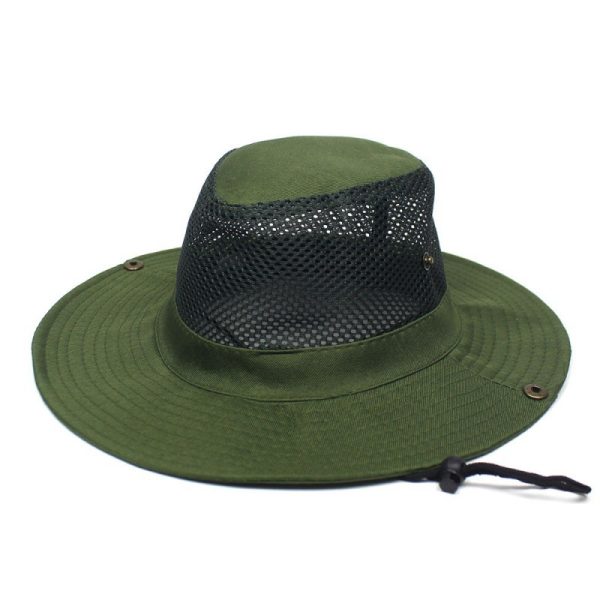 Patchwork Mesh Breathable Bucket Hat Fishing Cycling Windproof Sun Protection Foldable - Image 8