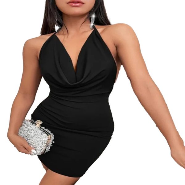 Summer Deep V-neck Dress Temperament Sling Backless Halter Dresses Women's Clothing - Image 10